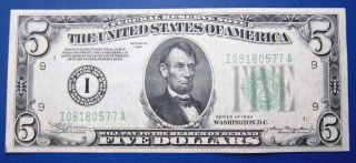 1934 $5 Federal Reserve Note.  Fr - 1956 - I Minneapolis Au photo