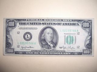 1950 $100 Frn San Francisco Fed Res Note. . .  L 02195766 A photo