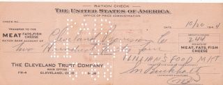 1944 Ww Ii U.  S.  Government Ration Check Office Of Price Administration photo