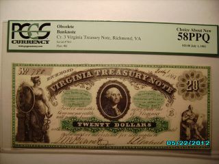 1861 Virginia Treasury Note Cr3 Sn780 Pcgs Choice About 58ppq photo