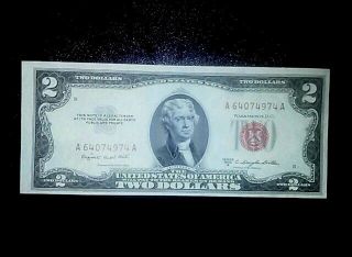$2 Dollar 1953 B Red Seal Legal Tender S/n A 64074974 A photo