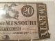 1862 $20 State Of Missouri Obsolete Bank Note Paper Money: US photo 2