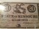 1862 $20 State Of Missouri Obsolete Bank Note Paper Money: US photo 3