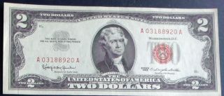 Almost Uncirculated 1963 $2 Red Seal United States Note (a03188920a) photo