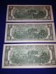 (3) Consecutive Low Serial 2003 $2 Dollar Bill Two Dollar Bank Note Small Size Notes photo 1
