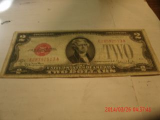 1928 - G $2 Red Seal Note E/a Block Clarke/snyder photo