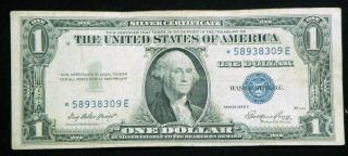 1935e Star $1 One Dollar Silver Certificate Blue Seal Sc11 photo
