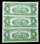 Star (3) Consecutive 1963 $2 Two Dollar Note Bill Red Seal Small Size Notes photo 1