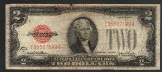 $2 Antique 1928 Dollar Bill Us Note Paper Money Old Currency With Large Red Seal photo