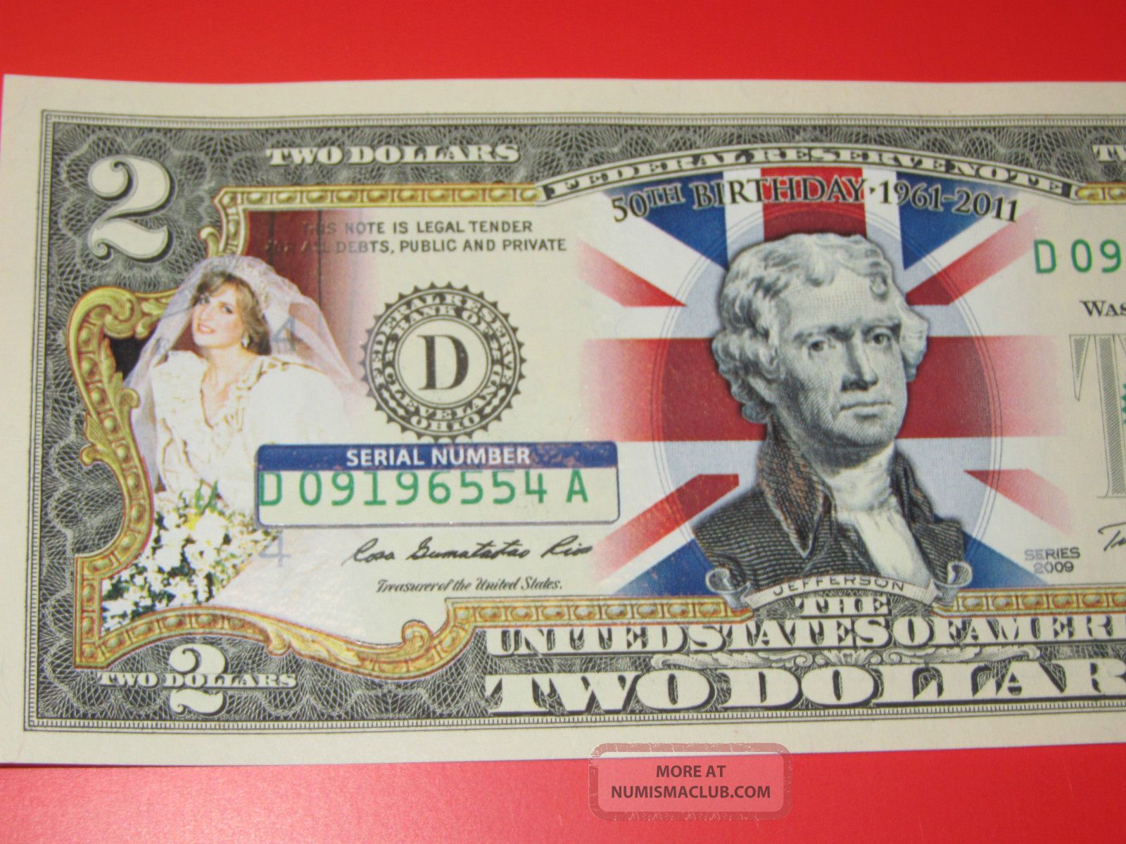 Princess Diana (50th Birthday). . . Small Size Notes photo