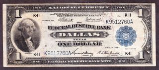 Us 1918 $1 Frbn Dallas Fr 741 Vf (- 760) photo