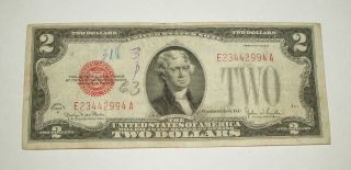 Vintage U.  S.  1928 G Two 2 Dollar United States Note photo