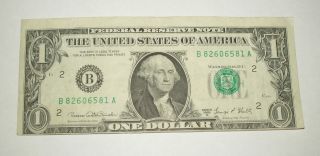 Vintage U.  S.  1969 D One 1 Dollar United States Note,  Cut Mistake photo