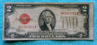 1928f $2 Two Dollar Red Seal Note Bill Da Block - Rs28 photo
