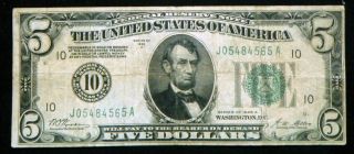 1928a $5 Redeemable In Gold On Demand Note Number 10 - Ja Block Kansas City photo