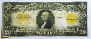 1922 $20 Gold Certificate Gold Coin Large Size Note Speelman White K5415819 photo