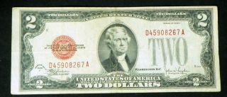 1928f $2 Two Dollar Red Seal Note Bill Da Block - Rs13 photo