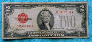 1928d $2 Two Dollar Red Seal Note Bill Ca Block - Rs23 photo