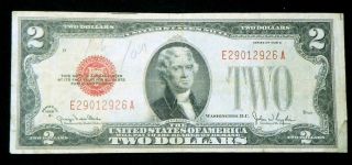 1928g $2 Two Dollar Red Seal Note Bill Ea Block - Rs9 photo