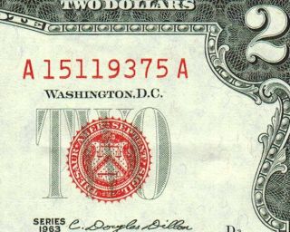 $2 1963 Dollar Bill Red Seal Almost Uncirculated More Currency 4 photo