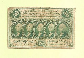 Fr 1312 - Fifty Cents 1st Issue 5 Washingtons Fractional Currency Classy Note photo