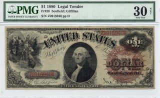 1880 $1 Legal Tender Note.  Pmg 30 Net photo
