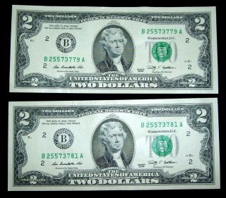 (2) 2009 Two Dollar Bills photo