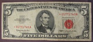1963 $5 Red Seal Star Note Fr - 1536 photo