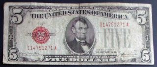 One 1928f $5 Red Seal United States Note (i14751271a) photo