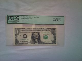 1995 Star Us$1 Federal Reserve Note Pcgs Graded Very Choice 64 Ppq I Block - photo