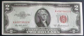 Almost Uncirculated 1953a $2 Red Seal United States Note (a45879822a) photo