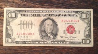 1966 $100 Dollar Legal Tender Red Seal photo