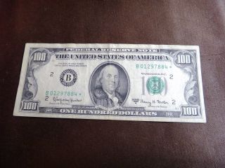 Us 1963 A Ny Federal Reserve Note Star Frn $100 B01297884 S&h Usa photo
