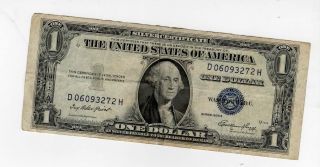 1935 E Silver Certificate One Dollar Bill Serial No D06093272h photo