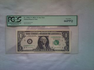 2003 A Star Us$1 Federal Reserve Note Pcgs Graded Gem 66 Ppq C Block photo