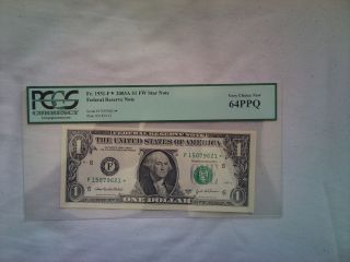 2003 A Star Us$1 Federal Reserve Note Pcgs Graded Very Choice 64 Ppq F Bloc photo