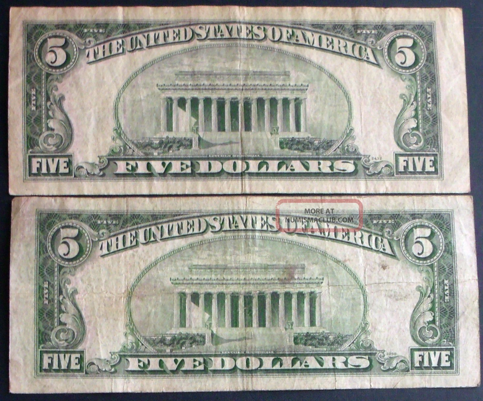 One 1953a $5 Silver Certificate One 1953 $5 United States Note