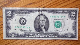 1976 2$ Two Dollars Note Us Currency photo