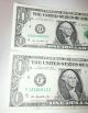 Two (2) Repeating Serial Number $1.  00 Bill ' S.  In Good Circulated. Small Size Notes photo 9