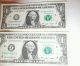Two (2) Repeating Serial Number $1.  00 Bill ' S.  In Good Circulated. Small Size Notes photo 8