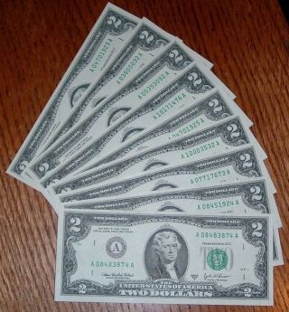 (2) Rare $2 Dollar Bills Note 2003 - A Boston,  Ma.  Uncirculated In photo