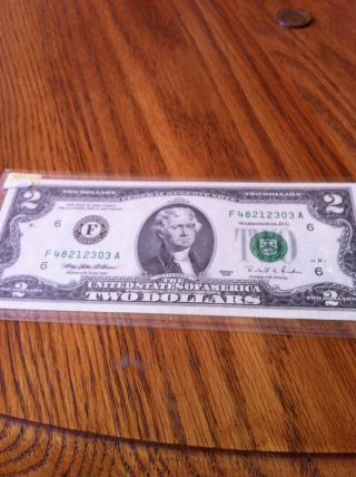 1995 $2 Dollar Bill Crisp In Holder photo
