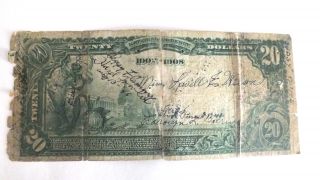 Rare 1902 Date Back $20 National Bank Note Blue Seal Repaired photo
