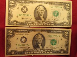 2 - $2.  00 Federal Reserve Note ' S - - Series 1976 - - photo