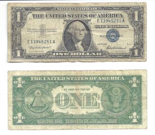 One Dollar Silver Certificate - 1957 E/a Block - E13945251a - Blue Seal photo