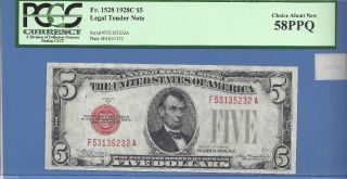 1928 - C $5 United States Note Fr 1528 - Choice About Pcgs 58 Ppq photo