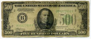 500 bill dollar 1934 federal reserve money bank york paper notes small julian morgenthau coins value