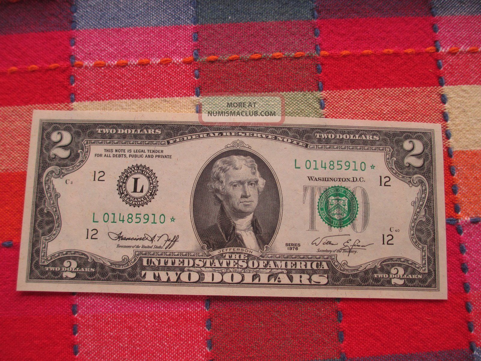 1976 $2 Star Note Uncerculated Small Size Notes photo