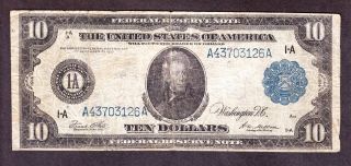 Us $10 1914 Frn Fr 907a Contemporaneous Counterfeit F - Vf Scarce photo