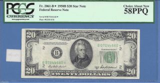 1950 - B $20 Federal Reserve Star Note Fr 2061 - B Choice Pcgs 58 Ppq photo